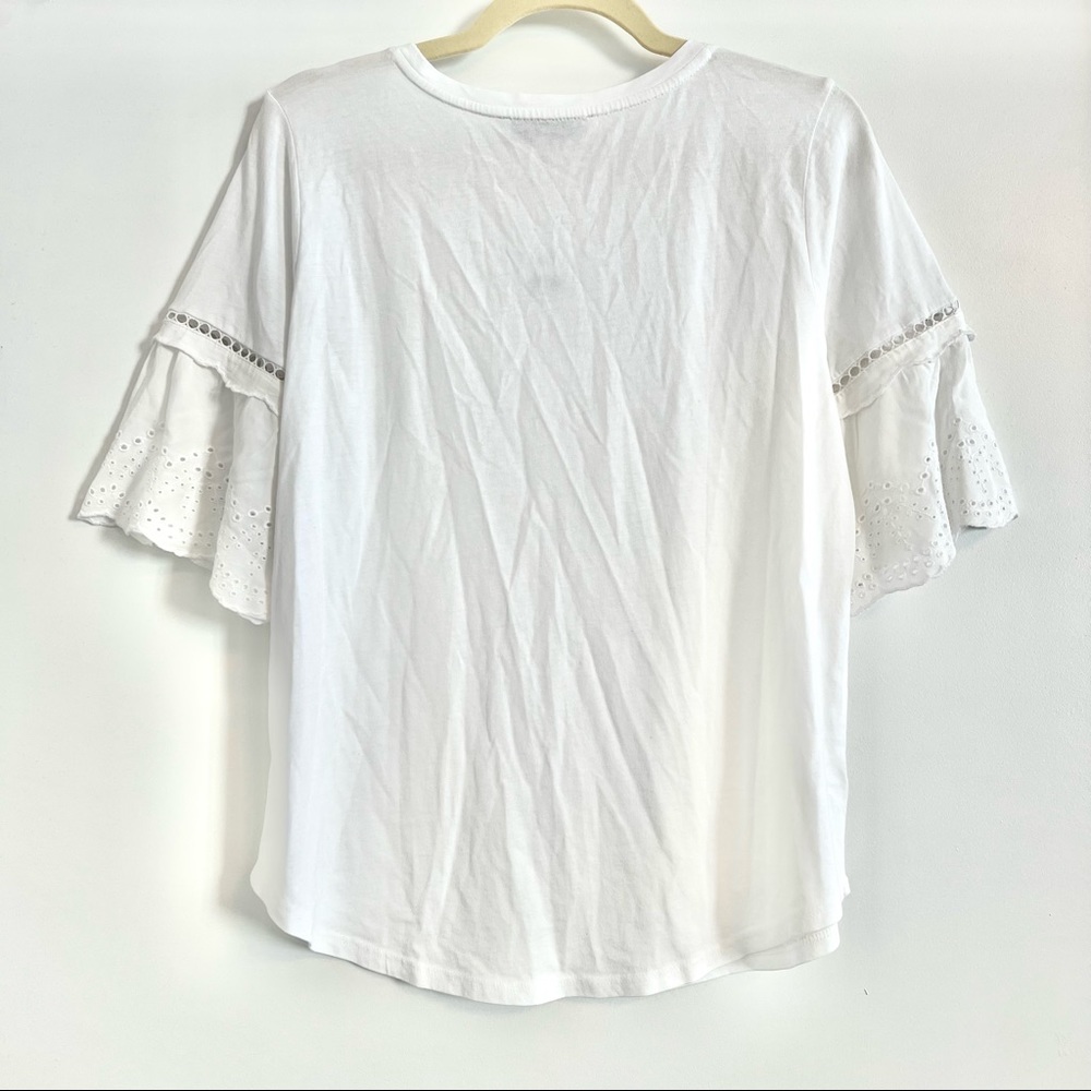 NWT LOFT White Eyelet-Sleeve Top - Picture 3 of 4